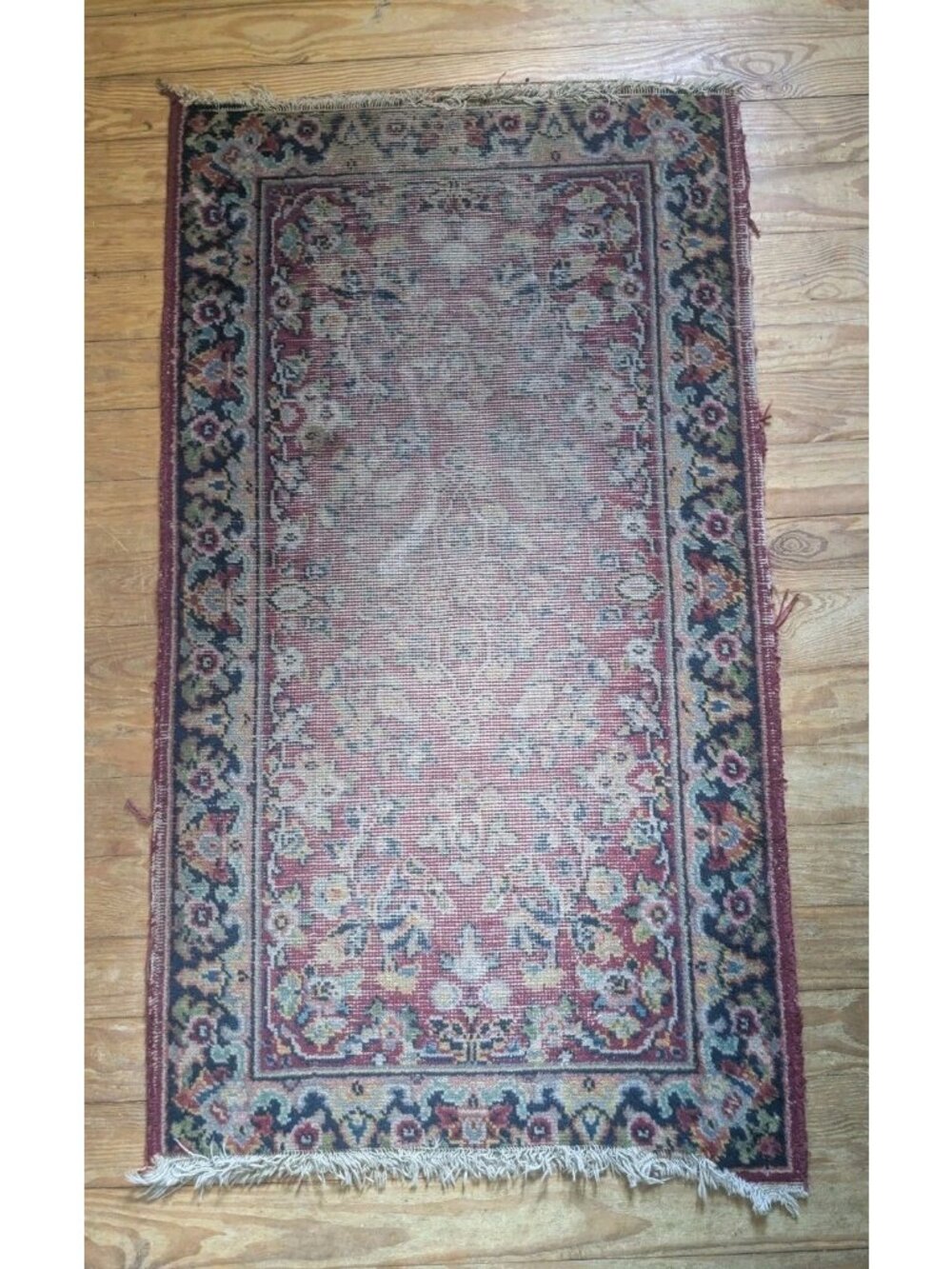 Antique Worn Imperial Karastan Wool Vintage Runner Rug Sarouk 1423 Small 2 x 4'